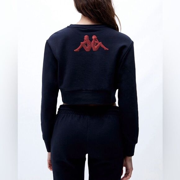Kappa Sweaters - Kappa Authentic Gobret black sequins cropped pullover sweater women’s size small